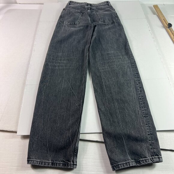 Zara Jeans Women's 26 x 32* High Rise Baggy Black Faded Cotton Denim Tag 0 - Picture 9 of 16